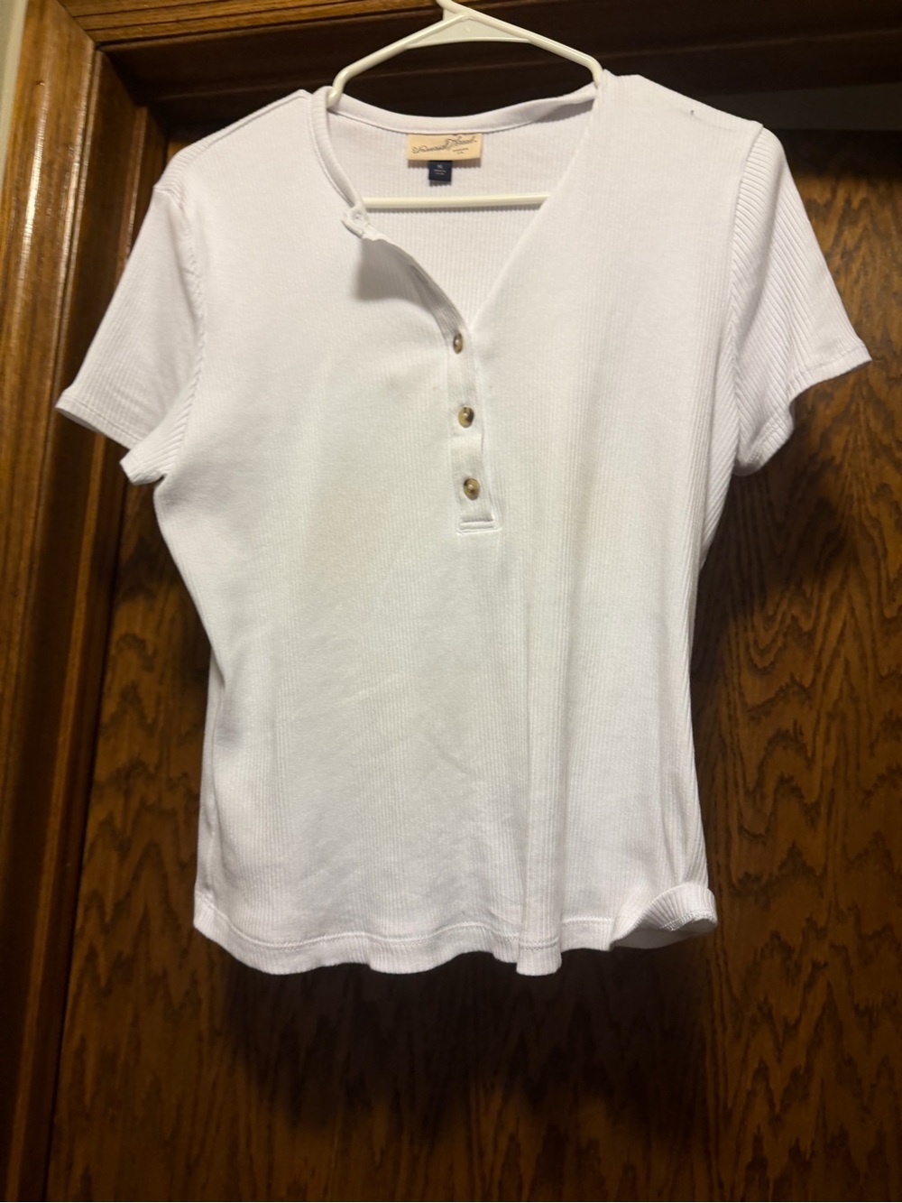 Universal Thread White Short Sleeve Henley Ribbed Top